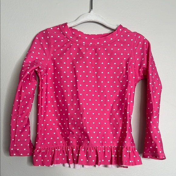 Rufflebutts Size 3T Pink Heart Pattern Kids Girls Swim Two Piece - Picture 1 of 4